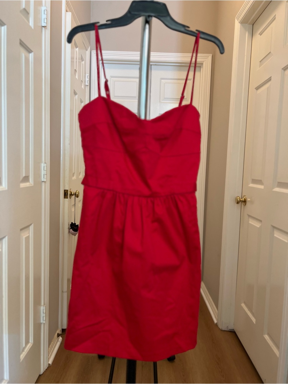 Red Spaghetti-Strap Mini Dress with Sweetheart Neckline